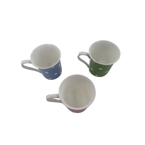 Cath Kidston Polka Dot Mugs Set Of 3 Multicolor Fine Bone China - Picture 2 of 8